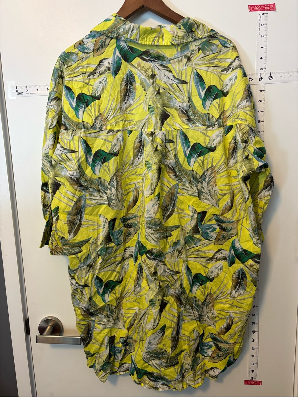 Zara cotton Tropical Leaf Print Button-Up Shirt Beach coverup size L - Picture 3 of 4